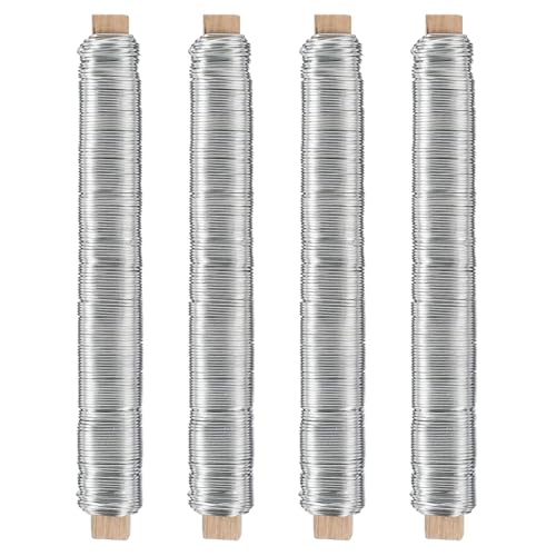 VIVIIHOO 4 Stück 38m Langer Basteldraht, lackierter Rostschutz-Bindedraht – hochwertiger Blumendraht zum Basteln – Gartendraht zum Verbinden von Blumen und Pflanzen, Ø 0,5 mm (sliver) von VIVIIHOO