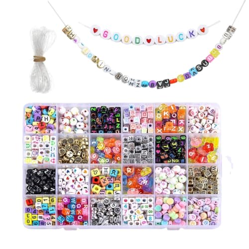 VIVIIHOO Buchstabenperlen Set - Beads&Perlen Buchstaben - 2400 Stück A-Z Acrylwürfel Alphabet Brief Spacer Perlen mit Tonperlen für DIY Armbänder, Ketten, Schmuck oder andere Handwerke VIVIIHOO Buchstabenperlen Set - Beads&Perlen Buchstaben - 2400 Stück A-Z Acrylwürfel Alphabet Brief Spacer Perlen mit Tonperlen für DIY Armbänder, Ketten, Schmuck oder andere Handwerke von VIVIIHOO