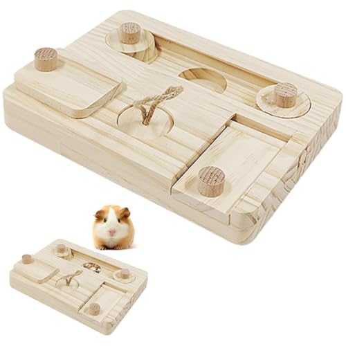 VIVIIHOO Meerschweinchen Zubehoer: 6 In 1 Hamster Holzspielzeug für Futtersuche geeignet, interaktives und sicheres Kleintierspielzeug aus Naturstämmen für Kaninchen, Chinchillas, Hamster und Ratten. von VIVIIHOO