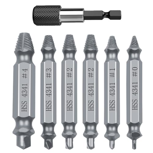 VIVIIHOO Schraubenausdreher Set 6 Stück - Schraubenentferner & Schraubenlöser Extraktor Set mit Bithalter & Stecknuss Adapter. Kaputte Schrauben rausdrehen leicht gemacht von VIVIIHOO