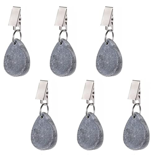 VIVIIHOO Tischdecke Gewichte Schwer, 6 Stück Tischdeckenbeschwerer Set Tischdeckenanhänger Schwer Outdoor SchwerTischdeckenbeschwerer ClipsGrau Marmor für Draußen Familie (1, Oval) von VIVIIHOO