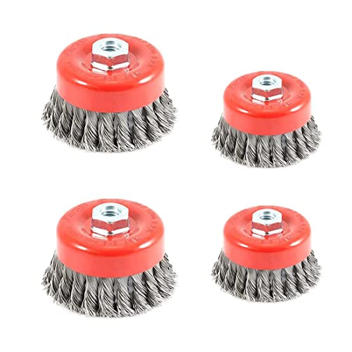 VIVIIHOO Topfbürste winkelschleifer drahtbürste，Ø 75 mm + Ø 100mm M14 winkelschleifer drahtbürste Set，Flex Stahl gezopfter Draht（4pcs） von VIVIIHOO