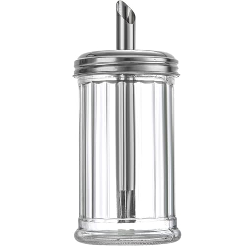 VIVIIHOO Zuckerflasche Glas Zuckerspender Kanüle 330ml Home, Restaurant und Kaffeebar, Edelstahldeckel, perfekt für Tee, Kaffee und Rösten von VIVIIHOO