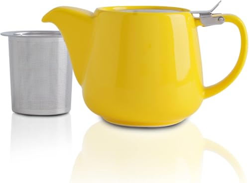 VIVILINEN Porzellan Teekanne Keramik Handgefertigt 1200ml Edelstahlsieb Edelstahl Feinmaschiger Infuser mit Filter von VIVILINEN