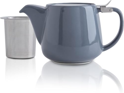 VIVILINEN Porzellan Teekanne Keramik Handgefertigt 1200ml Edelstahlsieb Edelstahl Feinmaschiger Infuser mit Filter von VIVILINEN