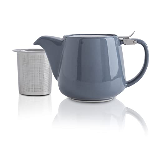 VIVILINEN Porzellan Teekanne Keramik Handgefertigt 18/8 Edelstahlsieb Edelstahl Feinmaschiger Infuser mit Filter von VIVILINEN