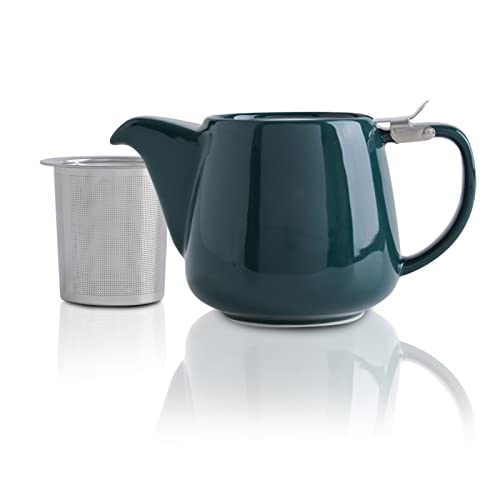 VIVILINEN Porzellan Teekanne Keramik Handgefertigt 18/8 Edelstahlsieb Edelstahl Feinmaschiger Infuser mit Filter von VIVILINEN