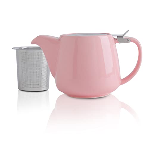 VIVILINEN Porzellan Teekanne Keramik Handgefertigt 18/8 Edelstahlsieb Edelstahl Feinmaschiger Infuser mit Filter von VIVILINEN