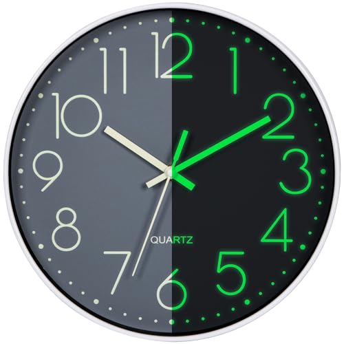 VIVILINEN Wanduhr Leuchtend Ohne Tickgeräusche Quartzuhr 30cm Batteriebetriebene Uhr Lautlos Hängeuhr Modern für Küche Büro Wohnzimmer Schlafzimmer von VIVILINEN