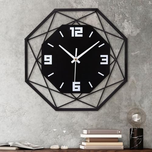 VIVILINEN Wanduhr Ohne Tickgeräusche Wanduhr aus Schmiedeeisen MDF Modern Quarz Batteriebetriebene Uhr Lautlos für Wohnzimmer Schlafzimmer 30x30cm 12 Zoll von VIVILINEN