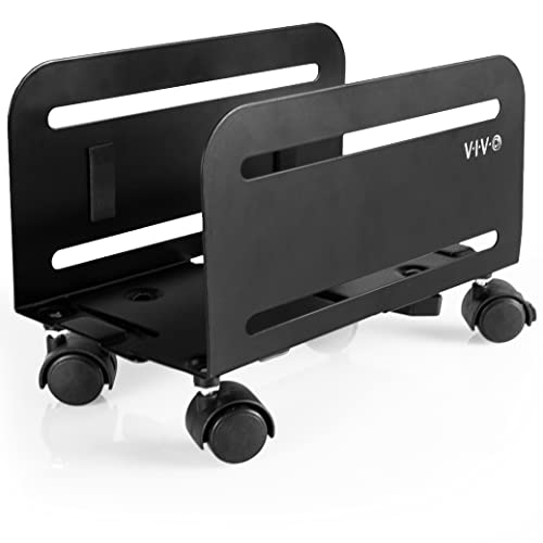 VIVO Computer Tower Desktop ATX-Case, CPU Steel Rolling Stand, 4.7 to 8.2 inch Wide Adjustable Mobile Cart Holder with Locking Caster Wheels, Gaming PC Holder, Black, CART-PC01… von VIVO