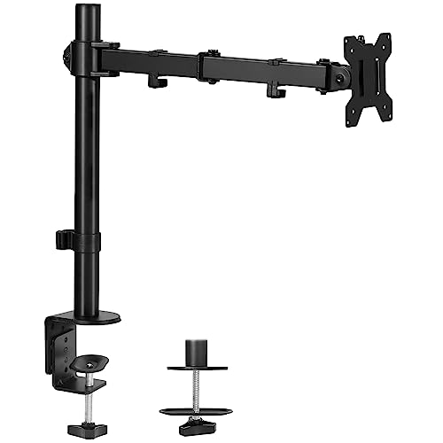 VIVO Single Monitor Arm Desk Mount, Holds Screens up to 32 inch Regular and 38 inch Ultrawide, Fully Adjustable Stand with C-Clamp and Grommet Base, VESA 75x75mm or 100x100mm, Black, STAND-V001… von VIVO