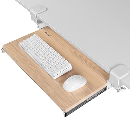 VIVO Kleine Tastaturablage Unter dem Schreibtisch ausziehbar mit Extra stabilem C-Klemmhalterungssystem, weißer Rahmen, MOUNT-KB05ES-A von VIVO