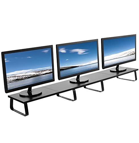 VIVO StandV000D5 Monitorständer, 139,7 cm (55 Zoll), extra langer Monitorständer, Holz und Stahl, für mehrere Bildschirme, TV, Tastatur, Laptop, ergonomischer Schreibtisch und von VIVO