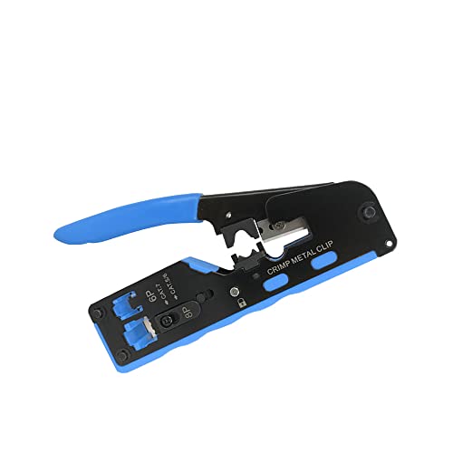 RJ45 Pass Through Crimp Tool, RJ45 Cat5 Cat6 Cat7 Crimping Tool, RJ11 Crimping Tool, Ethernet Network Cable Crimper Stripper, Modular Crimping Equipment Mini Tool Pliers von VIVOCH