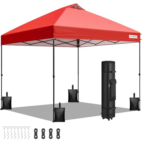 VIVOHOME 3x3m Pop Up Pavillon strapazierfähig tragbar Faltpavillon Partyzelt mit Rad Tragetasche und 4 Sandsäcke Aufbau per Knopfdruck von VIVOHOME