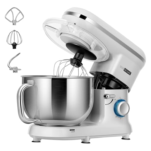 VIVOHOME 6-Qt. Standmixer Küchenmaschine 5.7L Knetmaschine 660W Küchenmaschinen mit 10 Geschwindigkeiten Teigmaschine mit Spritzschutz Rührmaschine mit Knethaken, Schneebesen und Eigelbtrenner von VIVOHOME