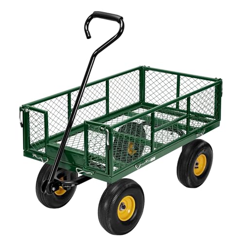 VIVOHOME Handwagen bis 400kg Robuster Gartenwagen mit 4” Luftreifen Transportwagen mit Metallgittern Belastbar Gerätewagen mit 180°drehbarem 80cm Griff für Garten Camping Festival VIVOHOME Handwagen bis 400kg Robuster Gartenwagen mit 4” Luftreifen Transportwagen mit Metallgittern Belastbar Gerätewagen mit 180°drehbarem 80cm Griff für Garten Camping Festival von VIVOHOME