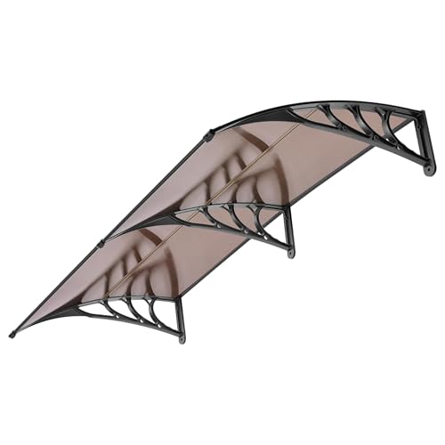 VIVOHOME Vordach für Haustür Fenster Markise 200×100cm Polycarbonat Gespleißte Überdachung Braun Pultbogenvordach mit schwarzer Halterung für Sonnenschutz und Regenschutz von VIVOHOME