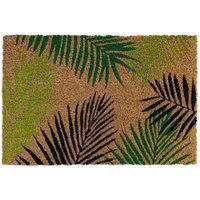 Kokosmatte 'Leaf' - Fußmatte aus Kokosfasern mit Blätter-Print - 50x80 cm von VIVOL