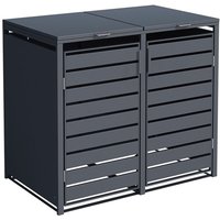 Mülltonnenbox - 2 Tonnen - Anthrazit-Metall - 2er-Mülltonnenverkleidung/Sichtschutz aus Stahl von VIVOL