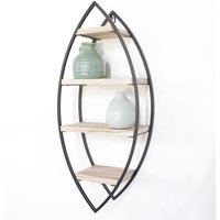 Vivol - Design-Metall-Wandregal - Schwarz - 26 x 60 cm - Oval mit 4 Holzböden Vivol - Design-Metall-Wandregal - Schwarz - 26 x 60 cm - Oval mit 4 Holzböden von VIVOL