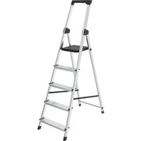 Vivol - Haushaltsleiter mit fünf Stufen - Silber/Schwarz - zum Einklappen Vivol - Haushaltsleiter mit fünf Stufen - Silber/Schwarz - zum Einklappen von VIVOL