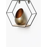 Vivol - Sechseckiges Wandregal aus Metall - mit 1 Holzregal - 25 x 28,5 cm - Schwarz von VIVOL