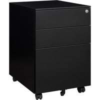 Stahl-Schubladenschrank / Rollcontainer - Schwarz - 60 x 50 x 39 cm - Abschließbar mit 3 Schubladen - Schwarz von VIVOL