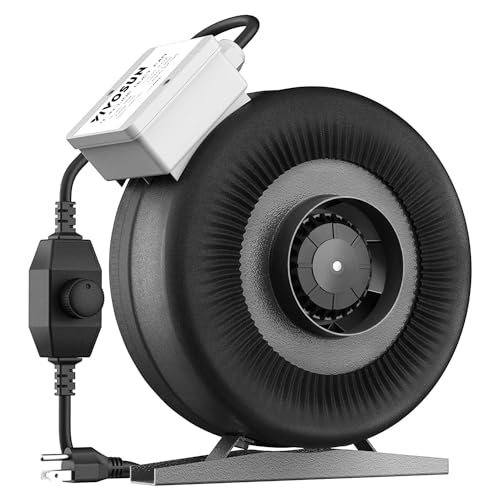 VIVOSUN Rohrventilator 100mm Inline Lüfter 345m³h mit Variabler Geschwindigkeitsregelung für Growzelt Belüftung Pflanzenzelt Indoor Garten Lüftungsventilator Z4 rohrventilator Schwarz von VIVOSUN