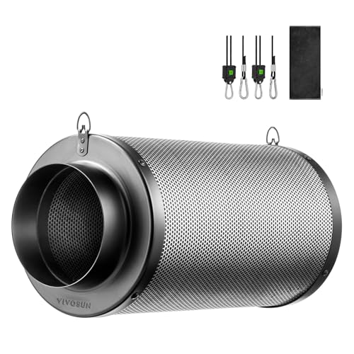 VIVOSUN Aktivkohlefilter 100mm/4 Inch, Kohlefilter Geruchskontrolle mit australischer Aktivkohle für Rohrventilator, Geruchsneutralisierer für Growzelte, inkl.Vorfilter,für Indoor Growzelt Gewächshaus von VIVOSUN