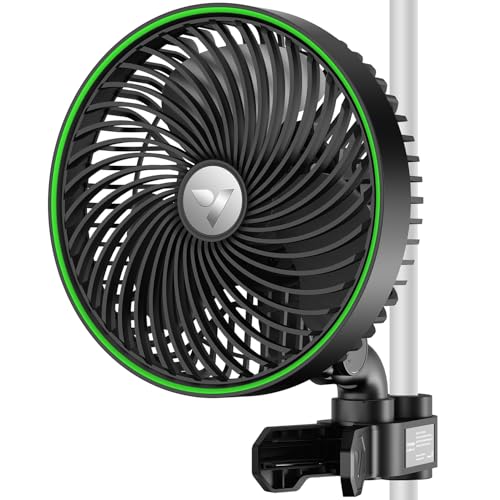 VIVOSUN Grow Ventilator mit Clip, 15cm/6 Inch Growzelt Ventilator, 10 Geschwindigkeiten Smart APP Control, IP54 Clip-Ventilator mit automatischer Oszillation AeroWave E6 für Grow Tent, Schwarz von VIVOSUN