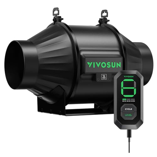VIVOSUN Inline-Rohrventilator 100mm Abluftventilator 357m³/h mit E12-Geschwindigkeitsregler and Vollständig Programmierbarer PWM-gesteuerter EC-Ventilator AeroZesh T4 für Growzelt-Belüftung von VIVOSUN