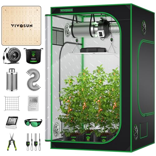 VIVOSUN GIY 120×120×200cm Growzelt Komplettsystem, Growzelt-Kit komplett mit VS1000 LED Grow Light, 15cm Rohrventilator, Aktivkohlefilter und 2,5m Luftkanal-Kombi VIVOSUN GIY 120×120×200cm Growzelt Komplettsystem, Growzelt-Kit komplett mit VS1000 LED Grow Light, 15cm Rohrventilator, Aktivkohlefilter und 2,5m Luftkanal-Kombi von VIVOSUN