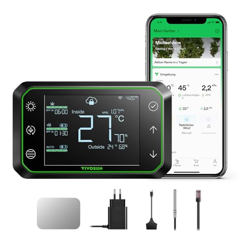 VIVOSUN GrowHub E42A Controller, Smart WLAN-Controller für Steuerung von Temperatur, Feuchtigkeit, VPD, Timer, Zyklen und Zeitplan für Growzelt, Kühlung, Belüftung und Beleuchtung von VIVOSUN