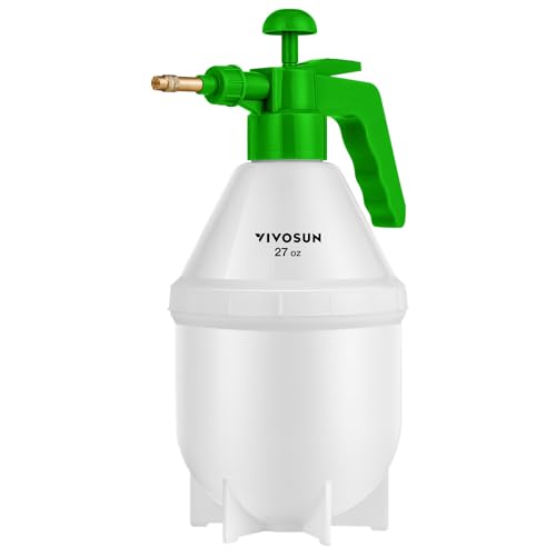VIVOSUN 0,8L Drucksprüher mit Verstellbarer Messingdüse, Handsprüher Gartenspritze für Zimmerpflanzen, Gartenpflege, Autopflege und Reinigung, Grün von VIVOSUN