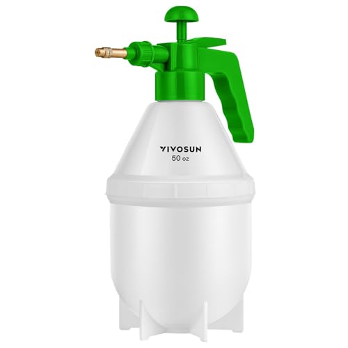 VIVOSUN 1.5L Drucksprüher mit Verstellbarer Messingdüse, Handsprüher Gartenspritze für Zimmerpflanzen, Gartenpflege, Autopflege und Reinigung, Grün von VIVOSUN