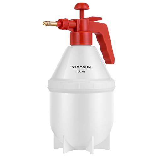 VIVOSUN 1.5L Drucksprüher mit Verstellbarer Messingdüse, Handsprüher Gartenspritze für Zimmerpflanzen, Gartenpflege, Autopflege und Reinigung, Rot von VIVOSUN