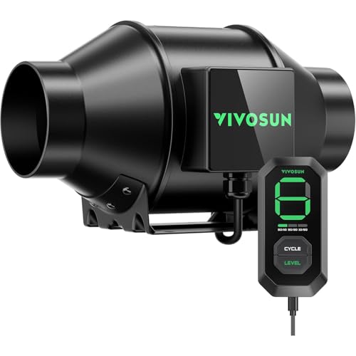 VIVOSUN Inline-Rohrventilator 100mm Abluftventilator 331m³/h mit E12-Geschwindigkeitsregler and Vollständig Programmierbarer PWM-gesteuerter EC-Ventilator AeroZesh G4 für Growzelt-Belüftung von VIVOSUN