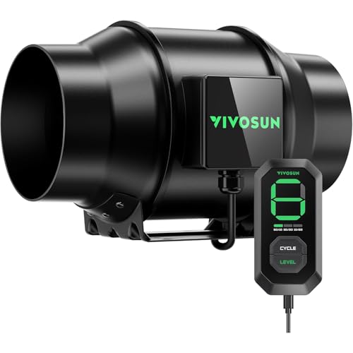 VIVOSUN Inline-Rohrventilator 150mm Abluftventilator 660m³/h mit E12-Geschwindigkeitsregler and Vollständig Programmierbarer PWM-gesteuerter EC-Ventilator AeroZesh G6 für Growzelt-Belüftung von VIVOSUN