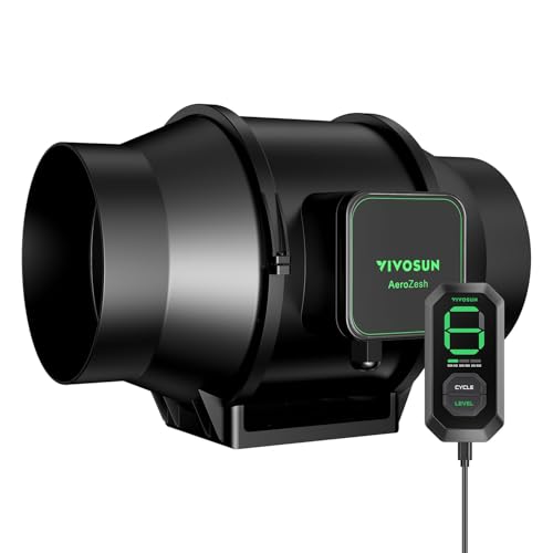 VIVOSUN Inline-Rohrventilator 150mm Abluftventilator 688m³/h mit E12-Geschwindigkeitsregler and Vollständig Programmierbarer PWM-gesteuerter EC-Ventilator AeroZesh S6 für Growzelt-Belüftung von VIVOSUN
