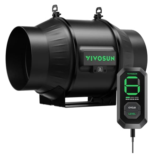 VIVOSUN Inline-Rohrventilator 150mm Abluftventilator 693m³/h mit E12-Geschwindigkeitsregler and Vollständig Programmierbarer PWM-gesteuerter EC-Ventilator AeroZesh T6 für Growzelt-Belüftung von VIVOSUN