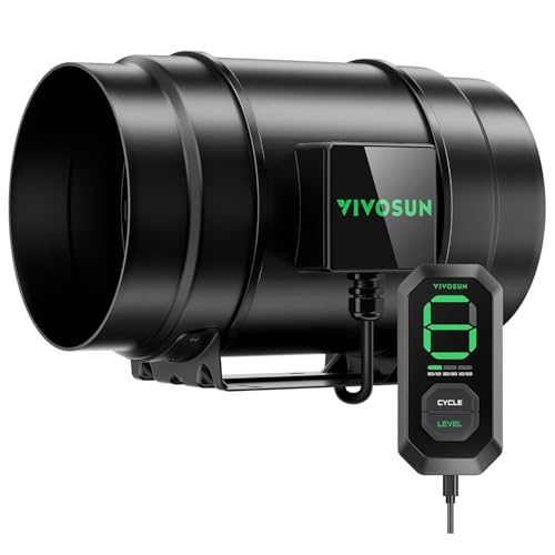VIVOSUN Inline-Rohrventilator 200mm Abluftventilator 1232m³/h mit E12-Geschwindigkeitsregler and Vollständig Programmierbarer PWM-gesteuerter EC-Ventilator AeroZesh G8 für Growzelt-Belüftung von VIVOSUN
