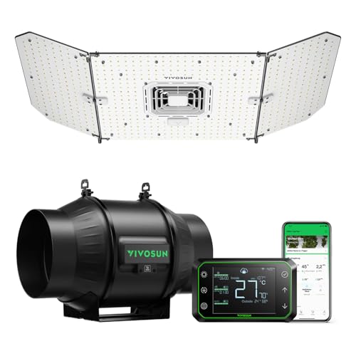 VIVOSUN Smart Grow System mit AeroLight A200SE 200W LED Grow Lampe mit Integriertem Zirkulationsventilator, AeroZesh T6 15cm 693m³/h Rohrventilator & GrowHub Controller E42A von VIVOSUN