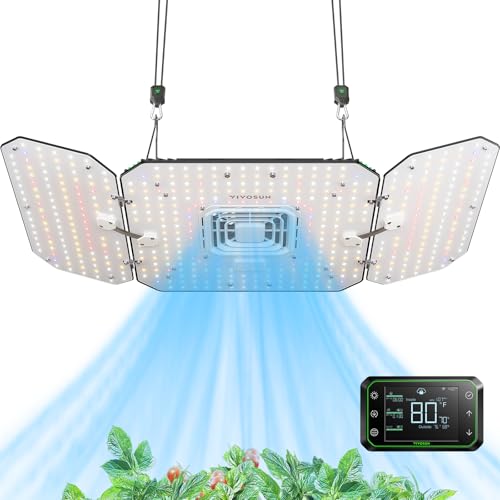 VIVOSUN LED Grow Lampe 200W Einstellbarem Vollspektrum Pflanzenlampe mit Integriertem Zirkulationsventilator AeroLight Wing AW200 Grow Light mit GrowHub Controller E42A für Growzelt Zimmerpflanzen von VIVOSUN