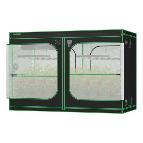 VIVOSUN PRO Growzelt 300x150x200cm Grow Tent mit Dicken 22mm Stangen Oxford-Gewebe mit Hochreflektierendem Mylar Extra Aufhängestangen & Hohes CFM-Kit für Hydroponik P105 für VSFD6500x2 von VIVOSUN