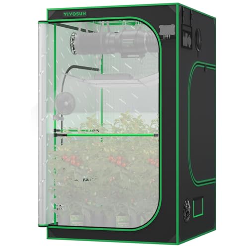 VIVOSUN PRO Growzelt 120x120x200cm Grow Tent mit Dicken 22mm Stangen Oxford-Gewebe hochreflektierendes Mylar Indoor Hydroponik Zuchtzelt Pflanzenzelt Gewächshaus P448 passend für AeroLight A200SE×2 von VIVOSUN