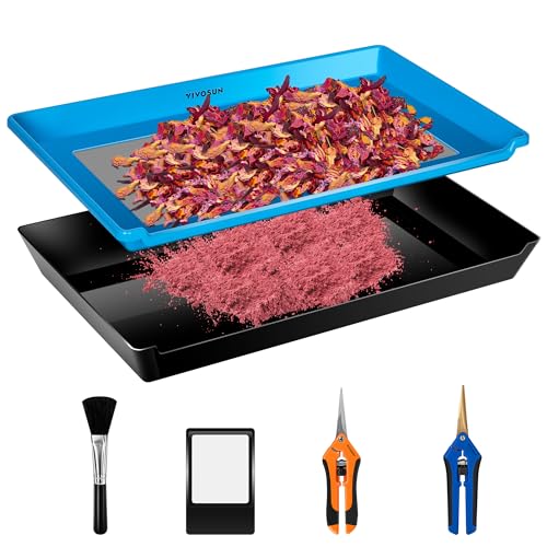 VIVOSUN Robustes 2-in-1 Trimmschale, Trockensieb-Set mit 150 Mikron feinem Maschensieb und 2 Trimmscheren, Blau von VIVOSUN