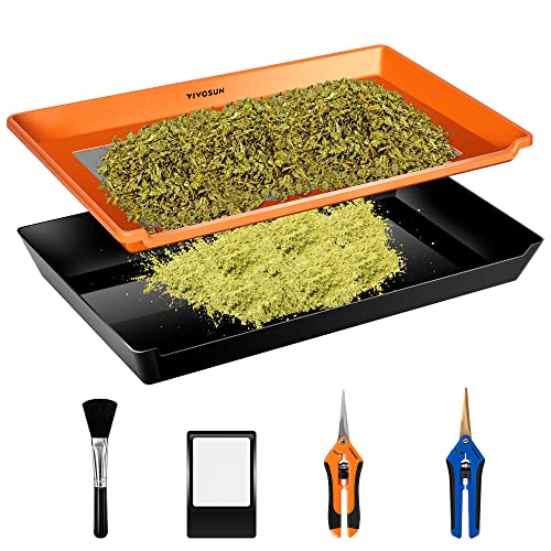VIVOSUN Strapazierfähige 2-in-1-Schneidewanne zum Sammeln von Kräutern, Trockensieb-Set mit 150 Mikron feinmaschigem Sieb und 2 Trimmscheren, Orange VIVOSUN Strapazierfähige 2-in-1-Schneidewanne zum Sammeln von Kräutern, Trockensieb-Set mit 150 Mikron feinmaschigem Sieb und 2 Trimmscheren, Orange von VIVOSUN