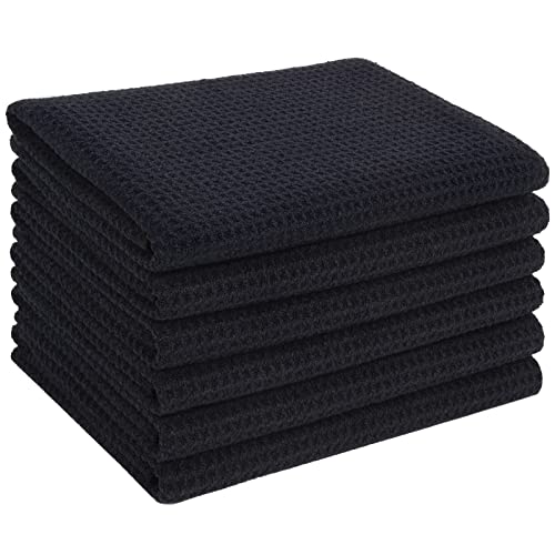 VIVOTE 6 Stück Mikrofaser Trockentücher Waffelgewebe Reinigungstücher Super saugfähige Geschirrtücher 40 cm x 56 cm Schwarz von VIVOTE